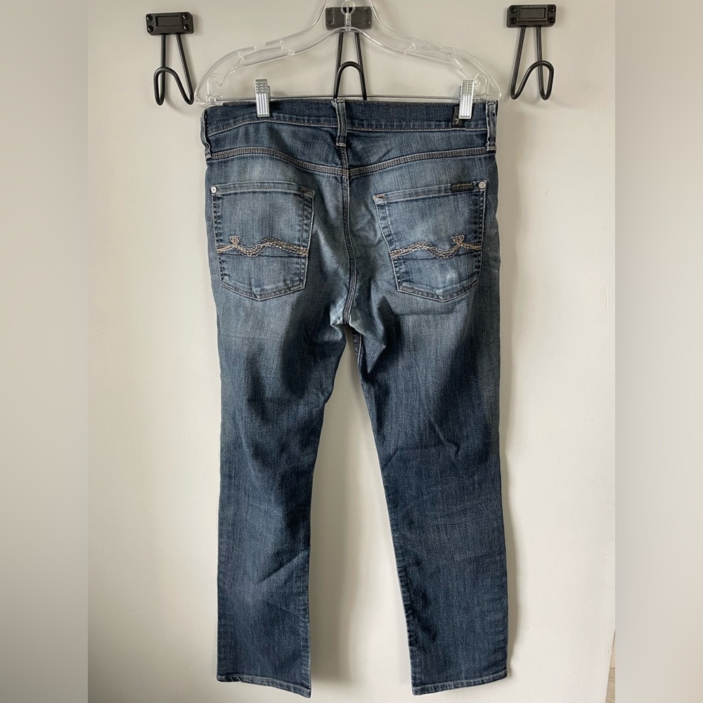 7 for All Mankind, waist 34, the Slimmy, straight leg dark wash jeans - Picture 3 of 10